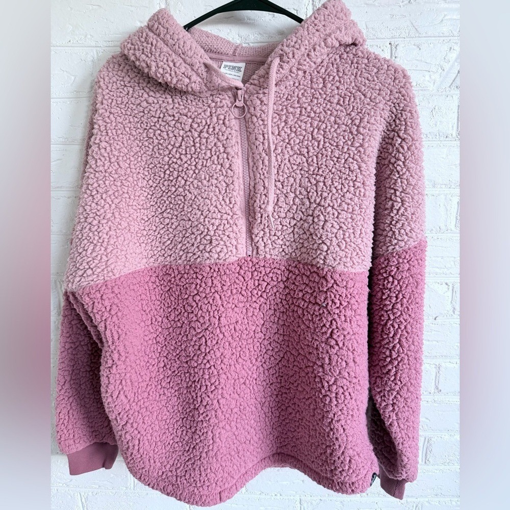 PINK‎ Victoria's Secret Sherpa Half Zip Hoodie Colorblock Pink XS
